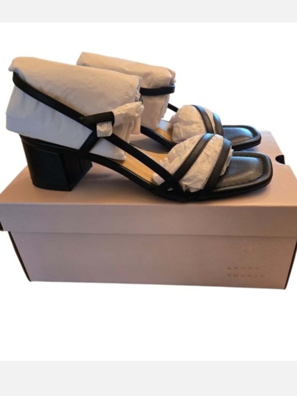 Black Sandals Low Heel Chunky Lauren Conrad 8.5 NEW 💜 RET $55- - Picture 9 of 16